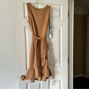 Calvin Klein Tan Ruffle Dress 8